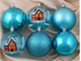 Набор шаров пластик d-8 см, 6 шт "Зимний домик" голубой 01003 - фото 1428150